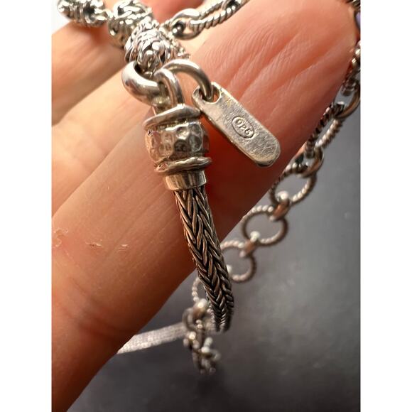 Sarda Turquoise Sterling silver Byzantine station necklace 16-25 inches - Picture 2 of 16